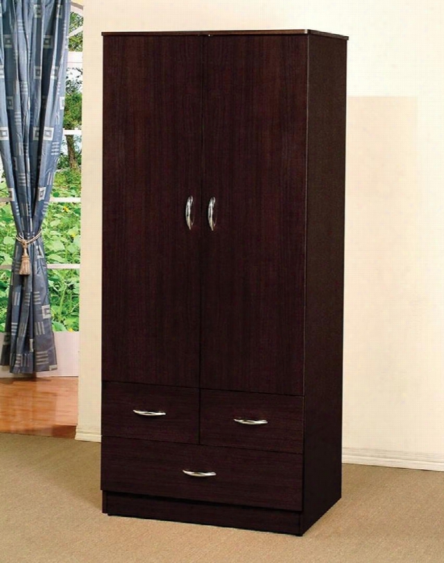 Yorktowb Collection 02241 32" Wardrobe With 2 Doors 3 Drawers Metal Hardware And Paper Veneer Materials In Espresso