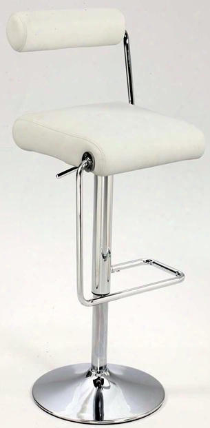 0979-as-wht Roll Back Pneumatic Gas Lift Adjustaable Height Swivel Stool In