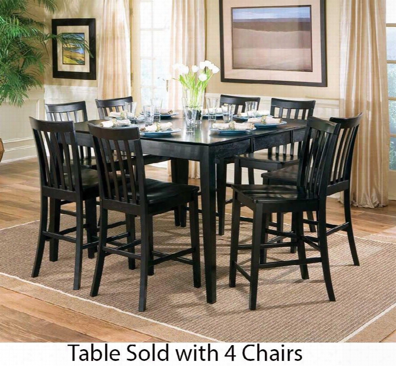 101038blkset5 Pines 5 Pc Counnter Height Dining Room Set With Table And Four Chairs Black