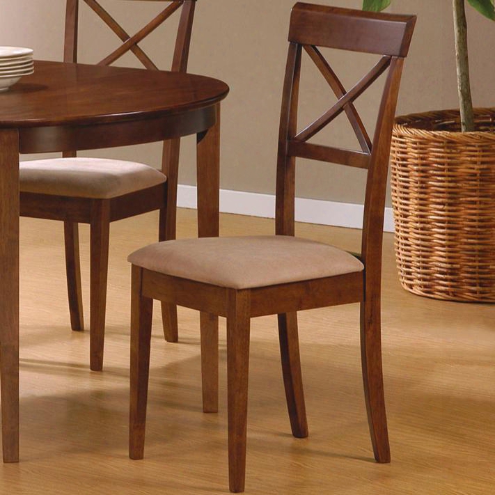 101774 Mix & Match Cross Back Dining Chair With Fabric Place Quare Tapered Legs Clean Lines Smooth Edges And Wood Frame In