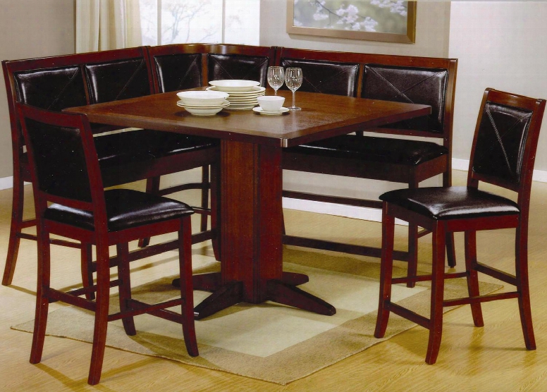 101791set6 Lancaster 6-piece Dining Room Set With Table 2 Bar Stools 2 Benc Hes And Corner