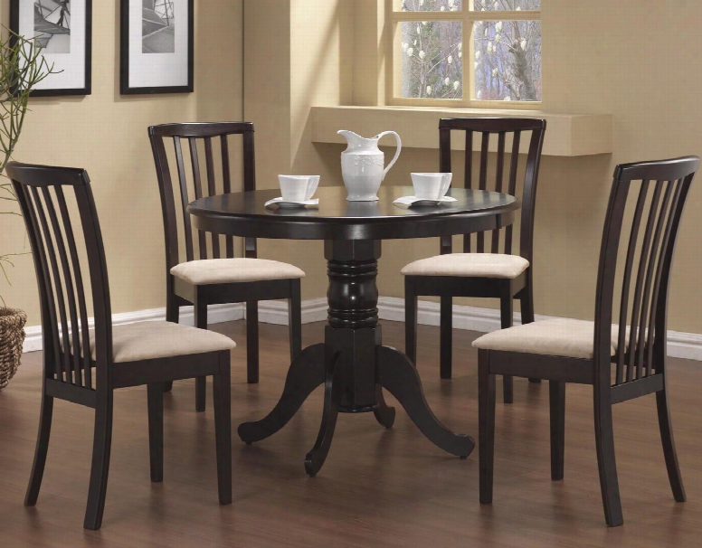 101819 Brannan Cappuccino Finish 5 Pc Dinkng Set (table 4 Chairs) By Coaster