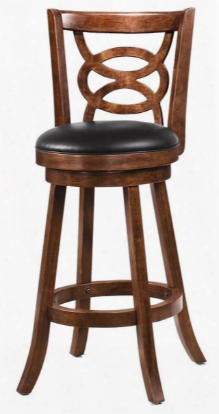 101930 29" Swivel Bar Stool With An Intricately Crafted Wood Seat Back And Upholstered In Cappuccino Vinyl