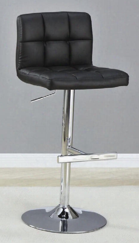 102554 29" Adjustable Height Barstool In A Black Durable Faux Leather