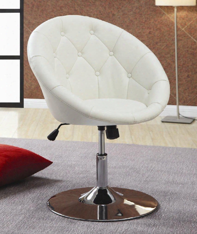 102583 Contemporary Swivel Chair In White Finish By Coaster