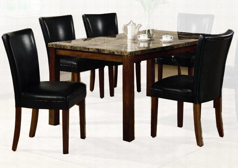 120310set5 Convey By ~ 5 Piece Dining Set Table + 4 Black Chairs By