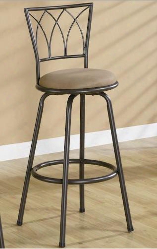 122020 29" Cobtemporary Metal Bar Stool With Upholstered Seat In Dark