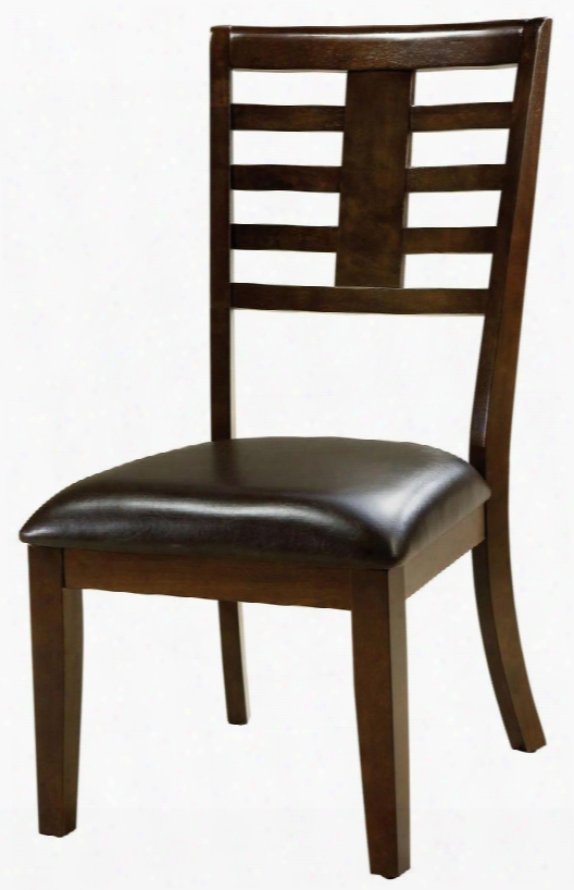 16844 Bella Side Chair With Solid Wood Construction And Brown Vinyl Upholstered Seats In Deep