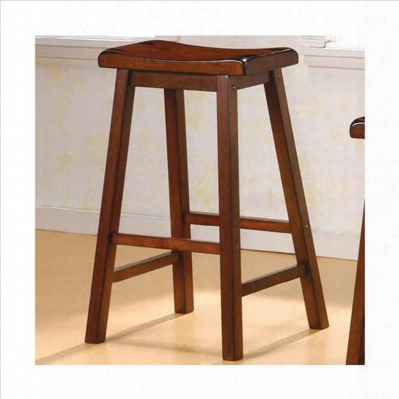 180079 29" Wooden Bar Stool With Straight Wood Legs Armless Counter Stool In Attractive Dark Walnut