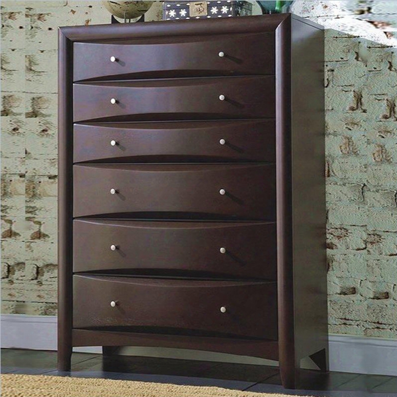 200415 Phoenix Chest With Six Drawers Hardwood Solids And Wood Veneers In Deep Cappuccino