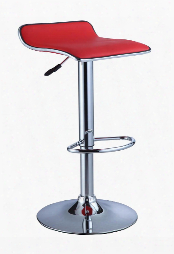 208847 Adjusatble Height Bar Stools With Red Faux Leather Thin Seat Round Sturdy Footrest And 300 Pound Weight Capacity In
