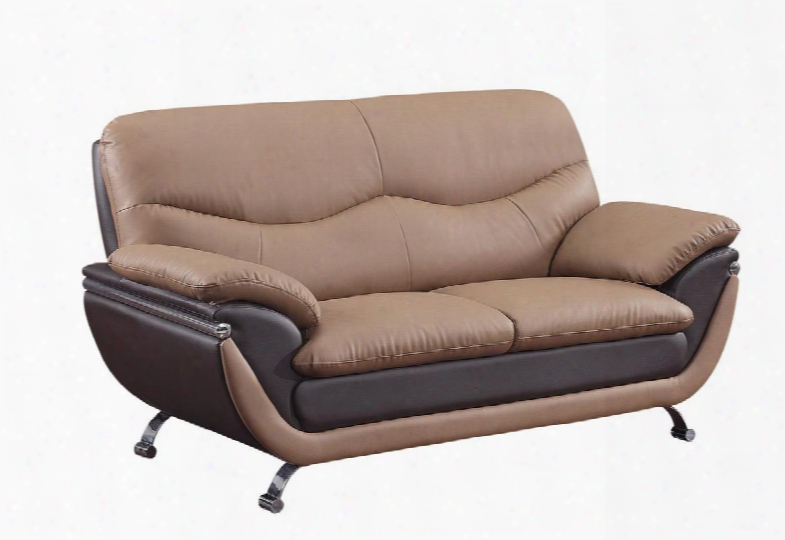 2106-rv-l Bonded Loveseat In Brown/dark Brown With Metallic