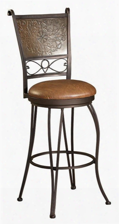 222-847 Bronze With Muted Copper Stamped Back Bar Stool 30 Seat