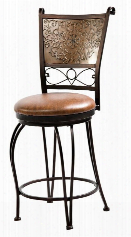 222-918 Bronze With Muted Copper Stzmped Back Counter Stool 24 Seat