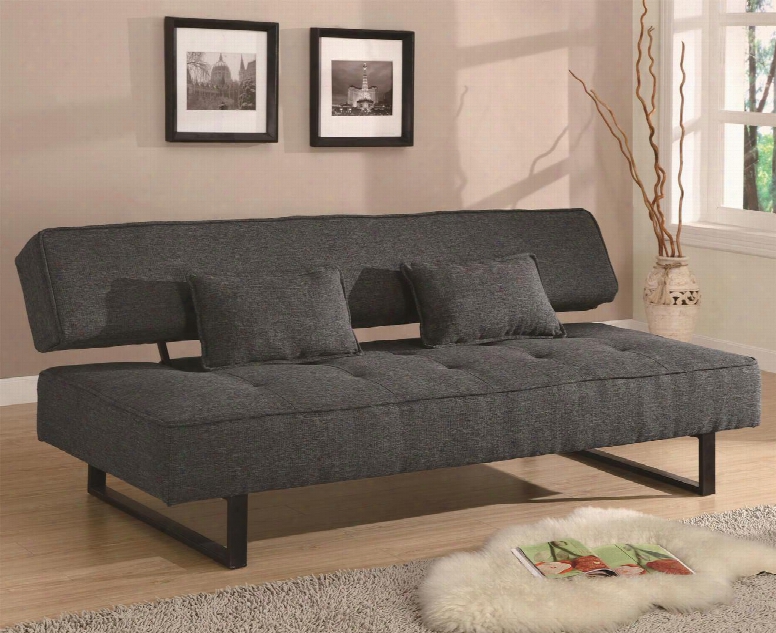 300137 Sofa Beds And Futons Contemporary Armless Sofa Bed With Tufted Seat Accent Pillows Included And Sleek Metal Legs In Grey