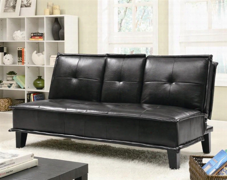 300138 Black Armless Convertible Sofa Bed With Drop Down Console By Coaster