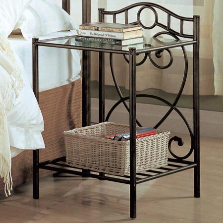 300162 Beckley Transitional Iron Nightstand With Shelf By Coaster