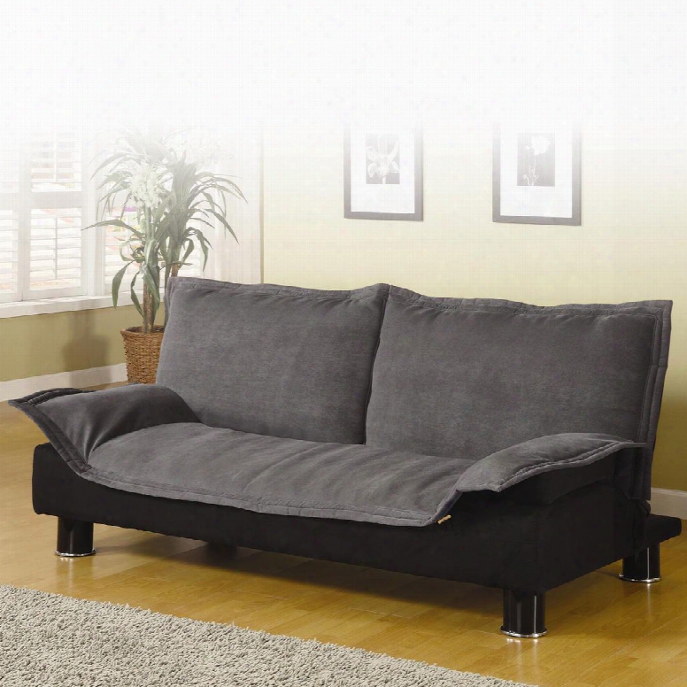 300177 Sofa Beds And Futons Casual Convertible Sofa Bed With Two Plush Back Seat Cushion Round Metal Legs And Pillow Top Seat Cushion In Black