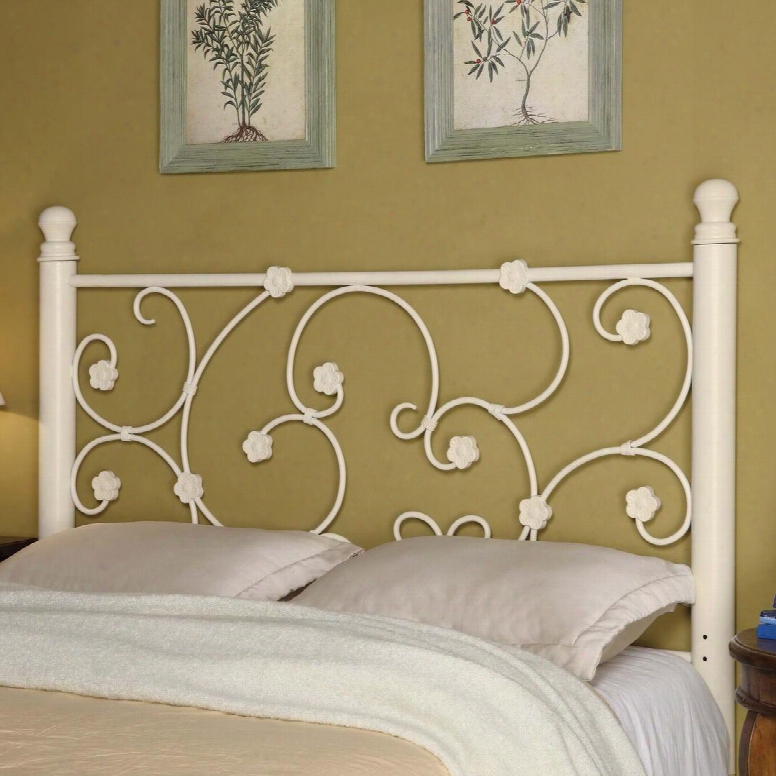 300185qf Full/queen White Metal Headboard With Elegant Vine Pattern By Coaster