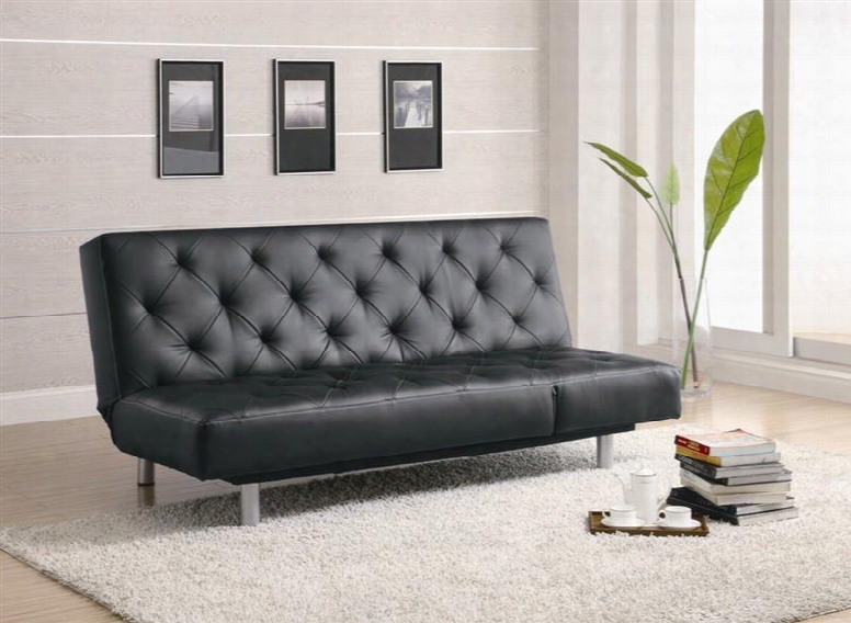 300304 Black Durable Leather Like Viynl Sofa Bed By Coaster