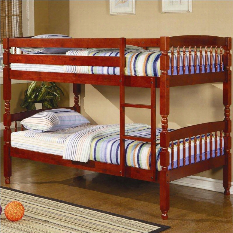 460222 Coral Cherry Traditional Twin/full Bunk Bed By