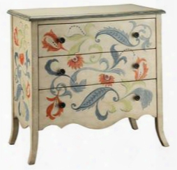 47598 Caprice 3 Drawer Chest With Floral And Leaf