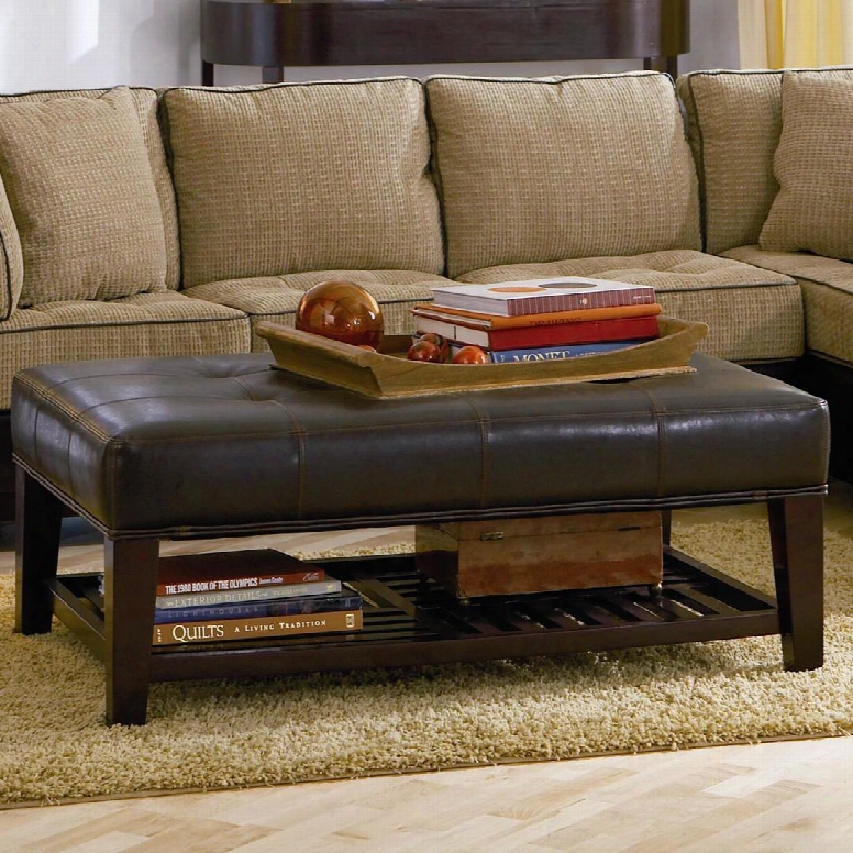 500872 Contemporary Faux Leather Tufted Ottoman With Storage Shelf By Coaster