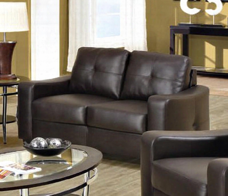 502732 Jasmine Snow Brown Leather Loveseat By Coaster