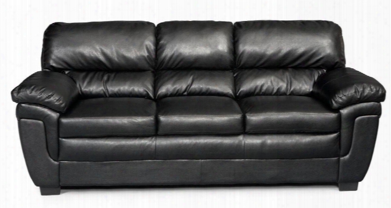 502951 Fenmore Casual Split Back Leather-like Sofa With Wide Double Pillow Arms High  Resilience Foam Seating And Durable Wood Frame Construction In Black