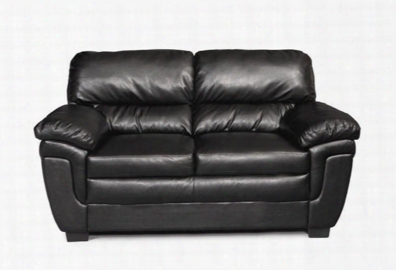 502952 Fenmore Casual Black Ultra Plush Faux Leather Loveseat With High Split Back Cushions Exposed Wood Accent Legs And Sinouus Spring Seating In Black