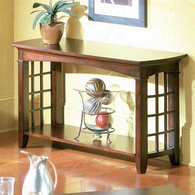 50317 Glasgow Sofa Table With Lattice Sides And Bottom Storage Shelf In Dark Chocolate