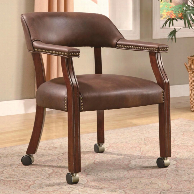 517brn Traditional Vinyl Office Side Chair With Nailhead Trim By Coaster