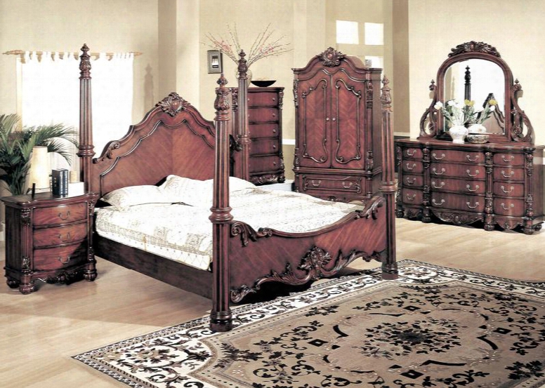 5291k Savannah King Size Poster Bed In Dark Cherry