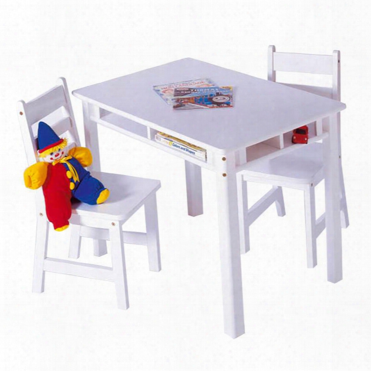 534w Lipper's Rectangular Table With Shelves And 2 Chairs In White