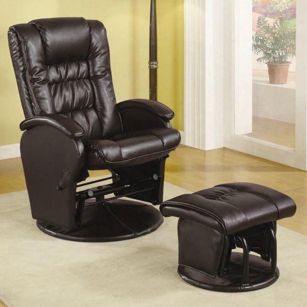 600164 Glider Recliner Chair With Matching Ottoman By Coaster Fine