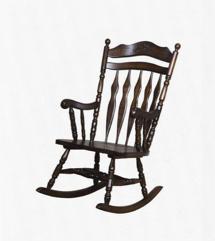 600187 Traditional Country Wood Rocker In Dark Walnut By Coaster