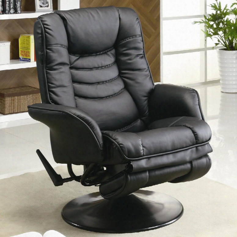 600229 Casual Leatherette Swivel Recliner In Black By Coaster