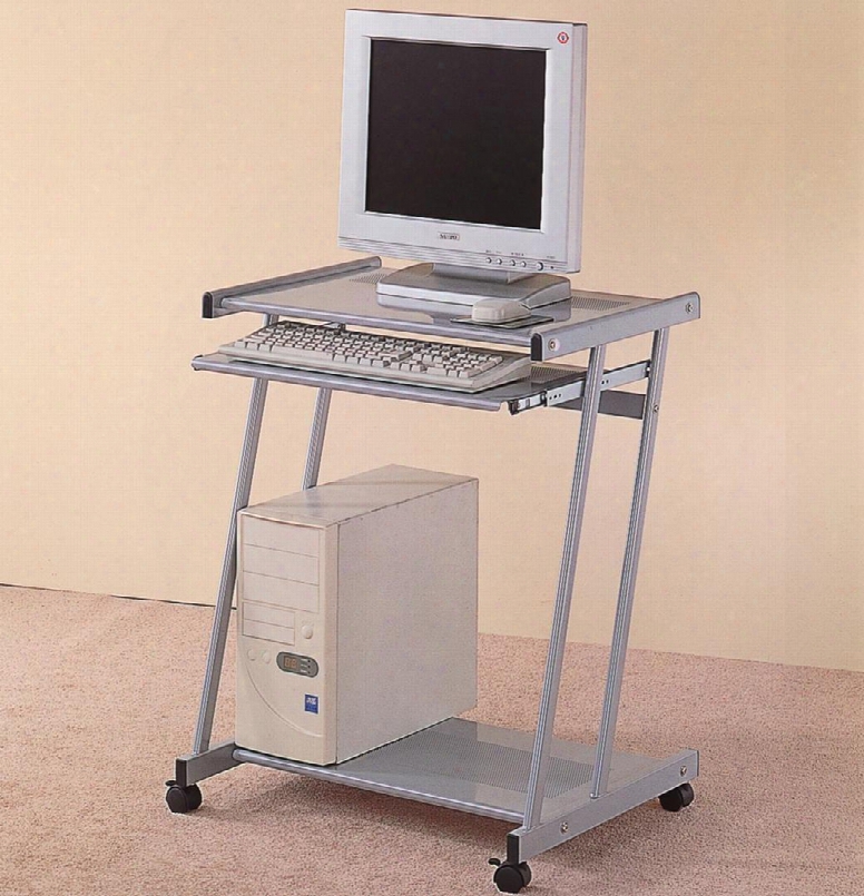 7173 Contemporary Computer Desk With Keyboard Tray And Casters By Coaster