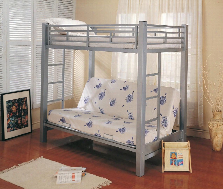 7399 Bunks Twin Over Futon Metal Bunk Bed In Glossy