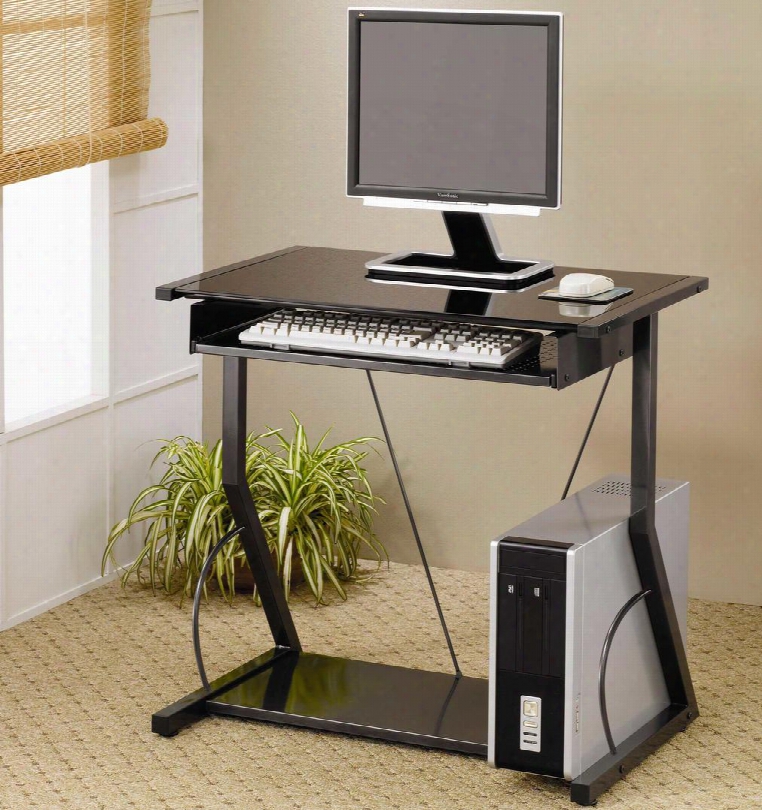 800217 Contemporary Black Finish Computer Desk By Coaster