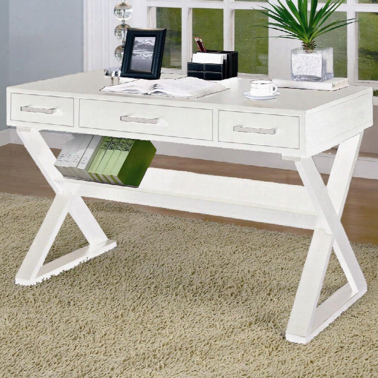 800912 Cross Desk In White Finish By Coaster