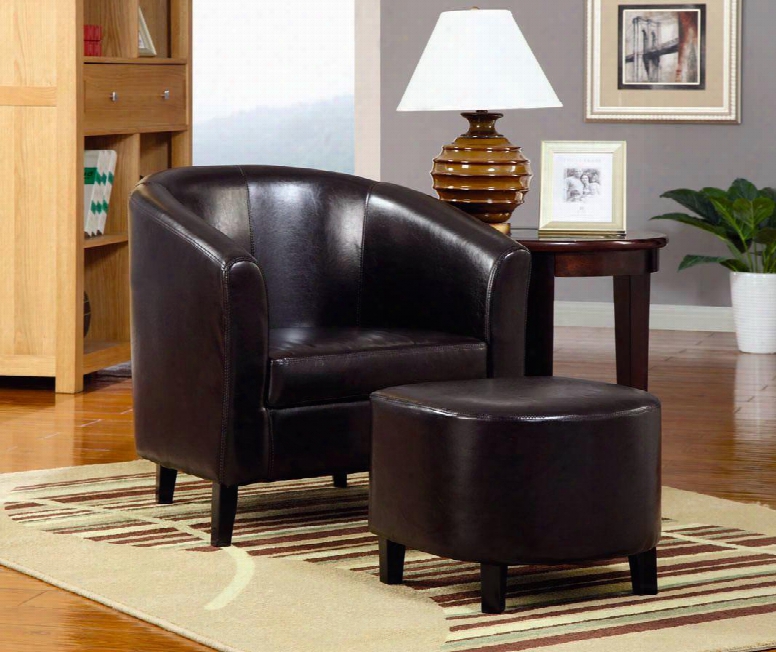 900240 Black Leather-like Vinyl Accent Chair With Ottoman By Coaster