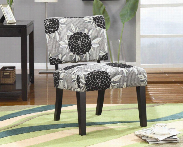 902050 Big Flowers Patterned Fabric Upholstery Accent Chair By Coaster