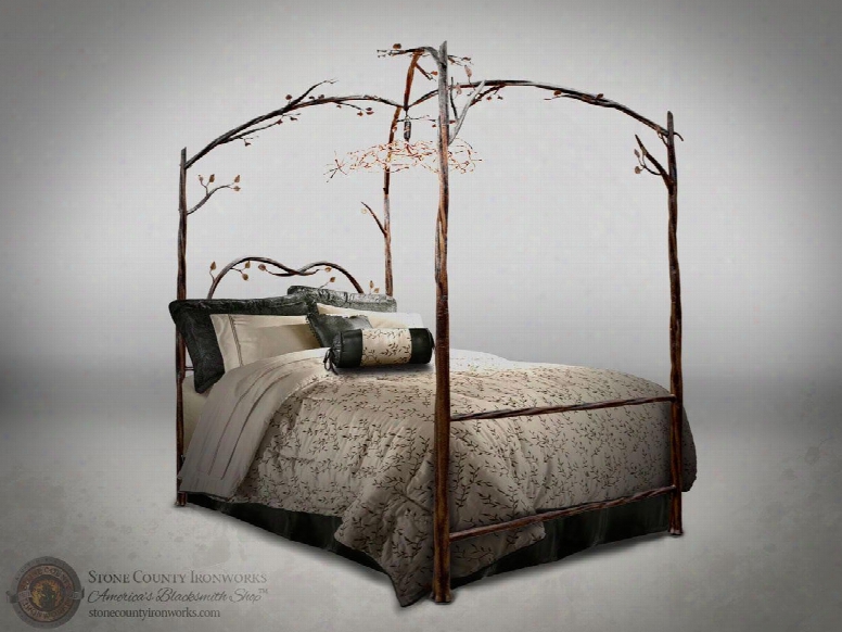 914-339 Enchanted Forest Canopy Bed (hand Rubbed Copper W/ Copper Accent) Queen Withouth