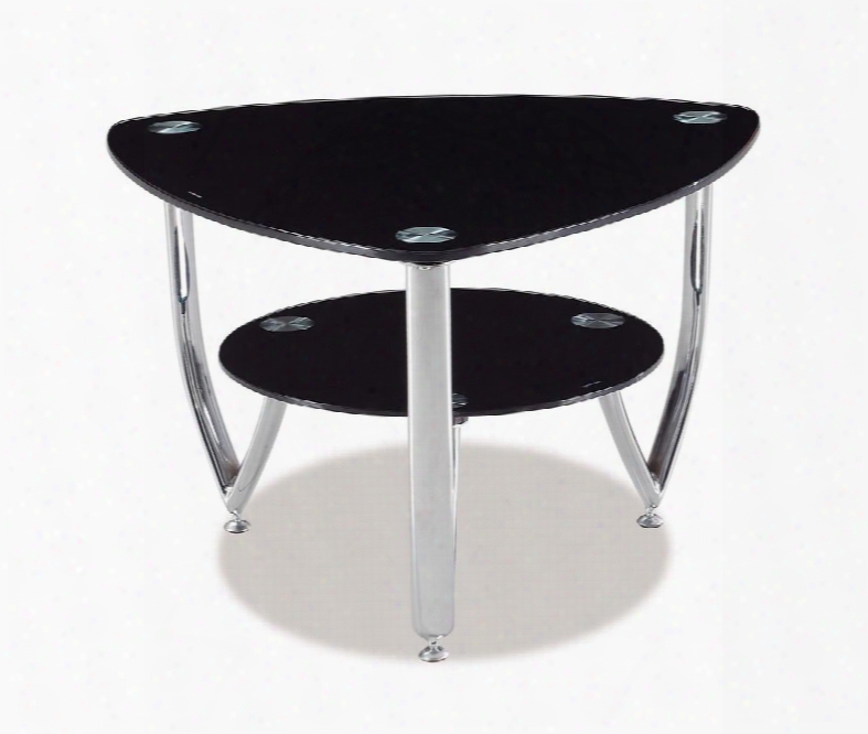 A091e Black Geometrical Glass Top End Table With Glass