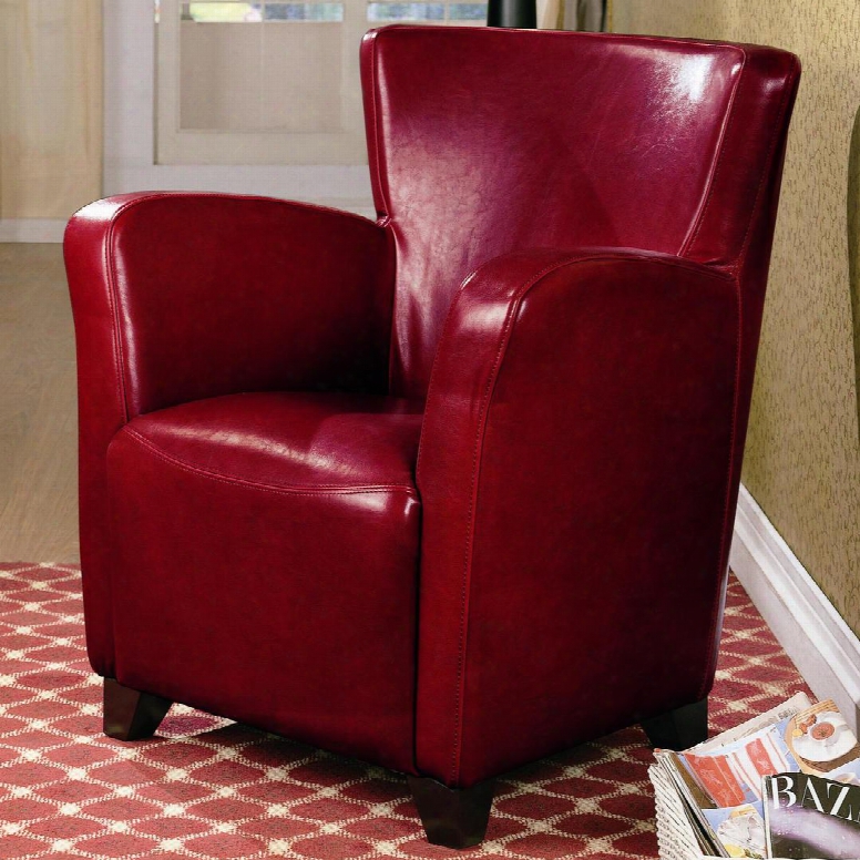 Accent Seating 900235 30" High Back Chair With Smooth Track Arms Sinuous Spring Base Curved Seat Back Scooped Seat And Leatherette Upholstery In Red