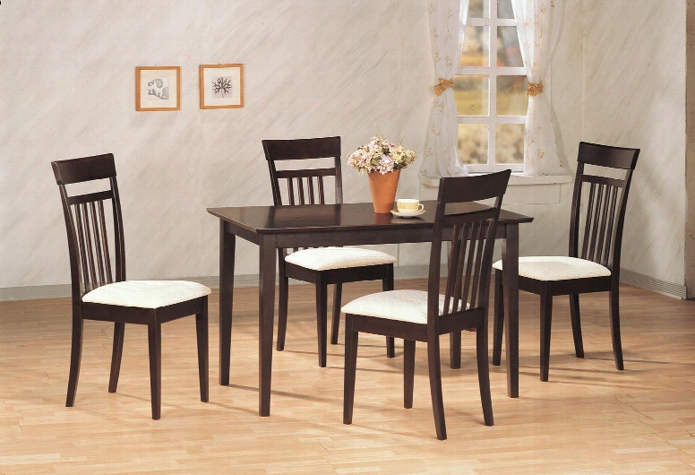 Andrews 4430 5 Pc Dining Set With 4 Upholstered Chairs Rectangular Table Tapered Legs Okume Veneer Asian And Tropical Hardwood Materials In Cappuccino