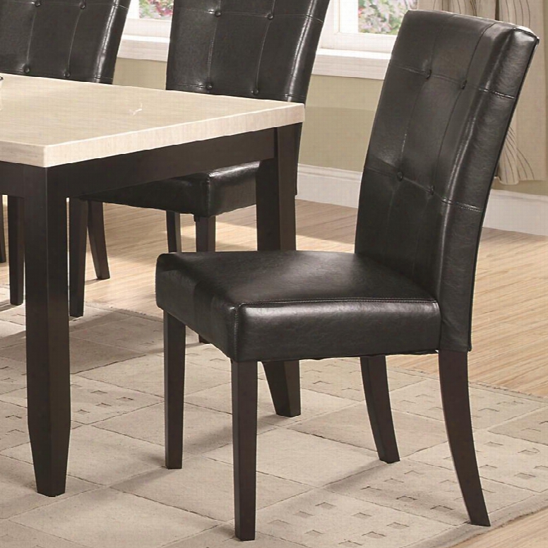 Anisa 102772 41" Dining Side Chair With Stitched Detailing Button Tufting And Tapered Legs In