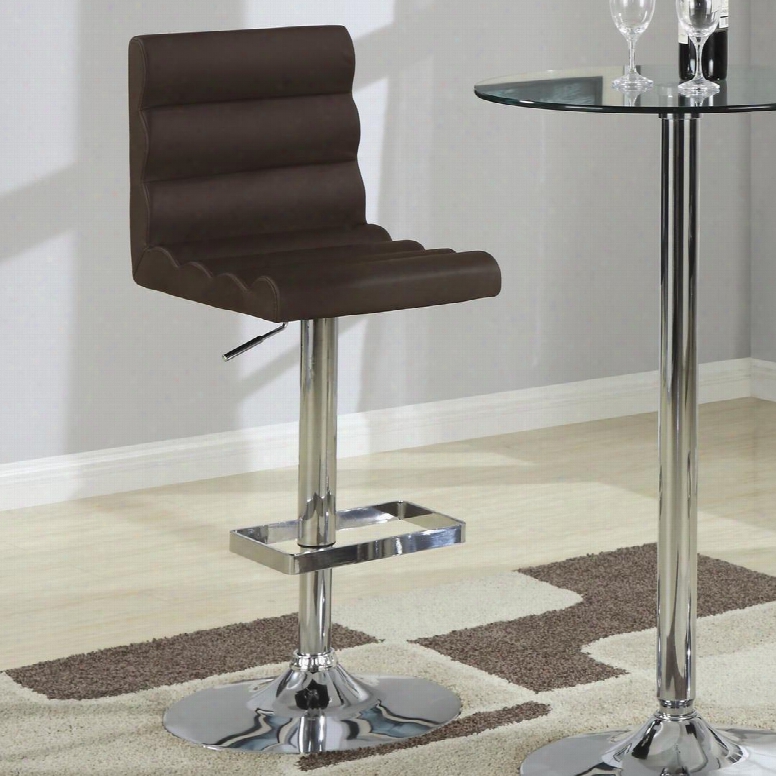 Bar Units And Bar Tables 120355 32.25" Contemporary Adjustable Brown Stool With Roll