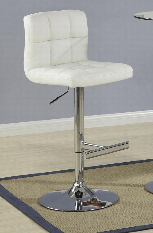 Bar Units And Bar Tables 120356 35.25" Contemporary Adjustable Cream Stool With Padded Straight Line